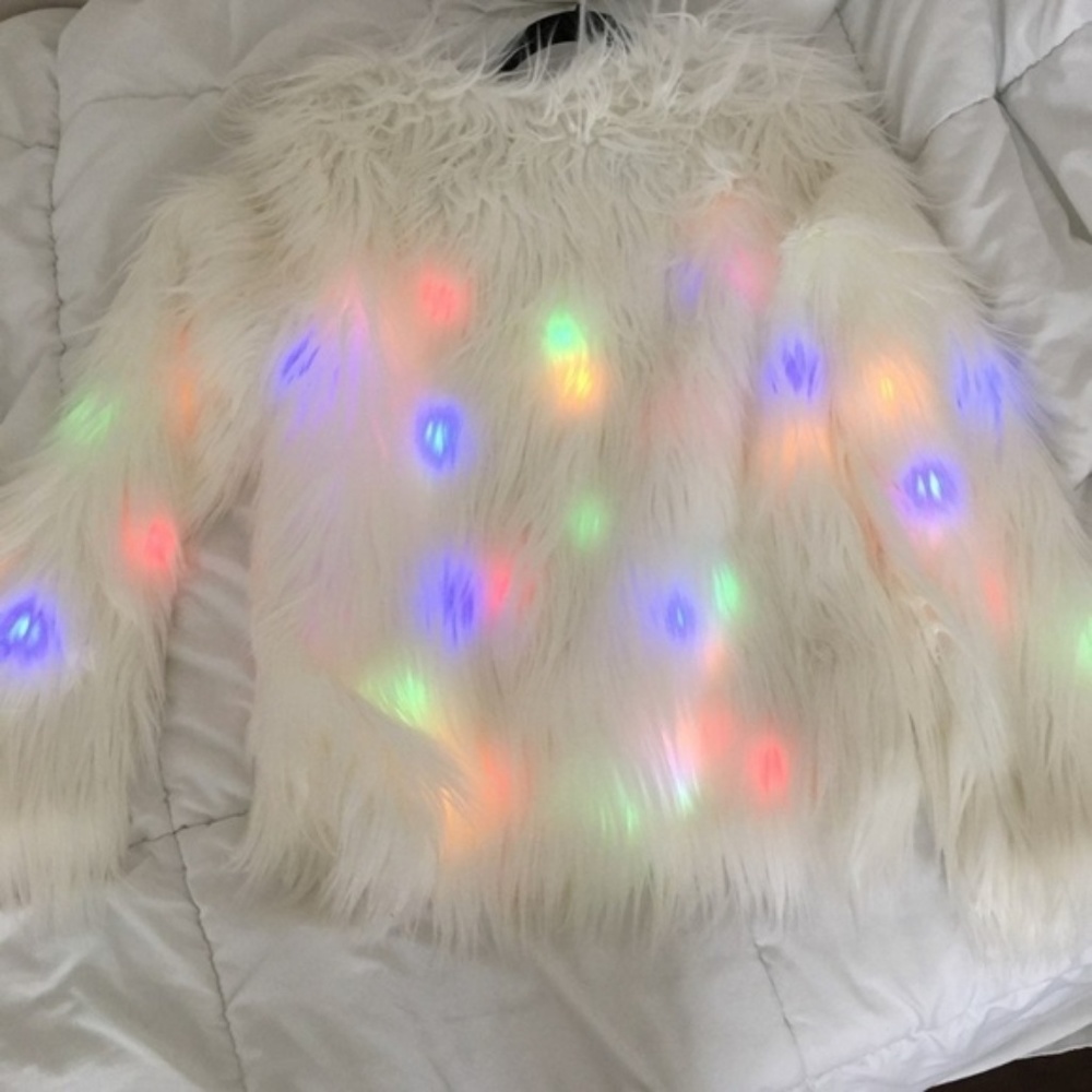 Oversized light up fur jacket